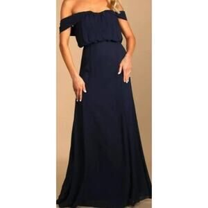 LULU'S SZ M Endlessly Enchanted Navy Blue Sequin Formal Prom Maxi Dress NEW B97